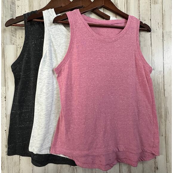 Danskin Hi Low Tank Top Shirt 3 Set Black Pink Gray Hike Workout Athleisure EUC - Picture 1 of 9